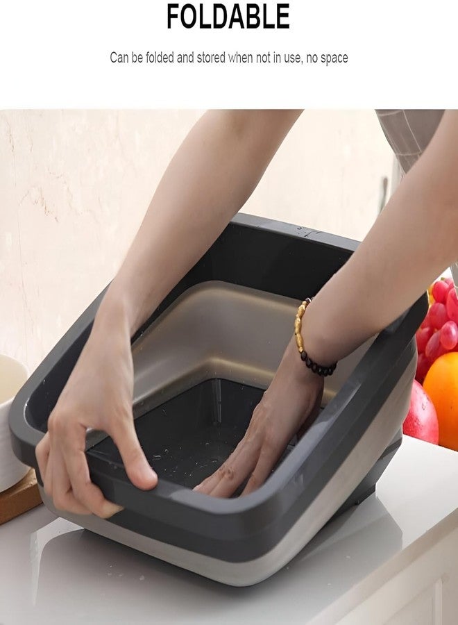 BROOKITCHEN Collapsible Cutting Board,3 in 1 Collapsible Cutting Board,Collapsible Sink for Camping Outdoor,Camping Collapsible Wash Basin,BBQ Prep Tub - Image 3